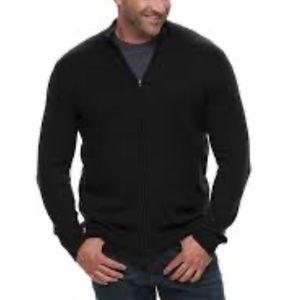 Croft & Barrow Zip Front Black Sweater Sz 2XB 2” Larger Waist